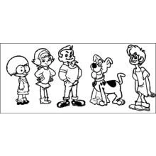 Coloriage Scooby doo entouré de ses amis en rang