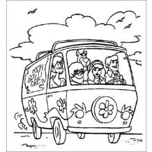 Coloriage Scooby doo et ses amis dans le Mystery Machine