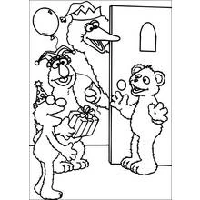 Coloriage Sesame street amis fêtant un anniversaire