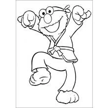 Coloriage Elmo en position de karaté