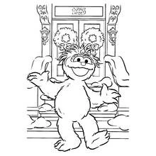 Coloriage Rosita devant la porte du 123 Sesame Street