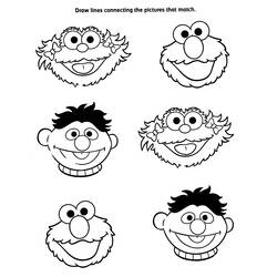 Coloriage Elmo, Zoé et Ernest à associer
