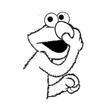 Coloriage Elmo souriant avec la bouche grande ouverte