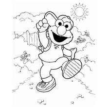 Coloriage Elmo sautillant en plein air