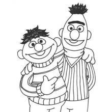 Coloriage Bert et Ernie souriants ensemble