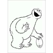 Coloriage Cookie Monster marchant avec une friandise