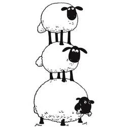 Coloriage Shaun le Mouton et ses amis empilés en tour