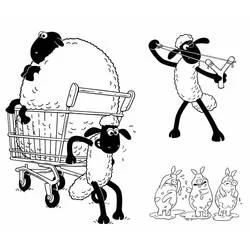 Coloriage Shaun le Mouton et ses amis en trois scènes