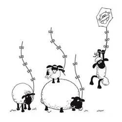 Coloriage Shaun le Mouton envolé comme un cerf-volant avec ses amis