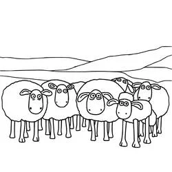 Coloriage Moutons de Shaun le Mouton réunis en troupeau