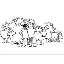 Coloriage Shaun le Mouton avec tout le troupeau