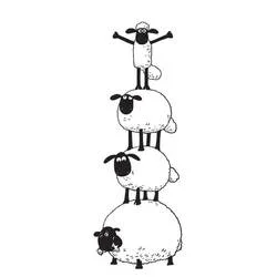 Coloriage Shaun le Mouton et ses amis empilés en tour