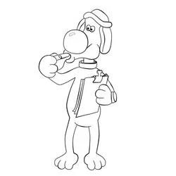 Coloriage Bitzer le Chien de la Ferme tenant un bloc-notes