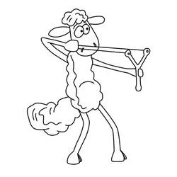 Coloriage Shaun le Mouton visant avec un lance-pierre