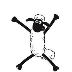 Coloriage Shaun le Mouton en train de sauter bras et jambes écartés