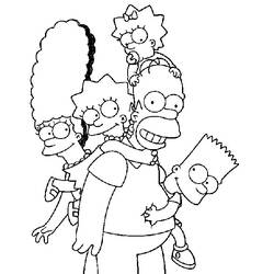 Coloriage Homer Simpson avec toute la famille