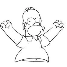 Coloriage Homer Simpson levant les poings de joie
