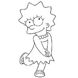 Coloriage Lisa Simpson debout timidement
