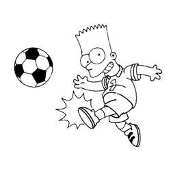 Coloriage Bart Simpson tirant dans un ballon de football