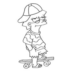 Coloriage Personnage des Simpson sur un skateboard