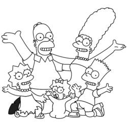 Coloriage Homer Simpson et sa famille réunis en cœur