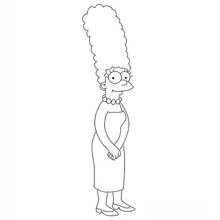 Coloriage Marge Simpson debout de profil