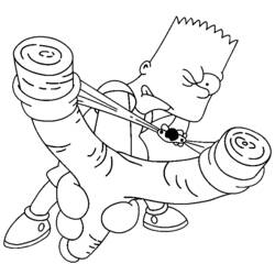 Coloriage Bart Simpson tenant un lance-pierre