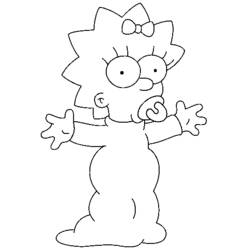 Coloriage Maggie Simpson les bras levés