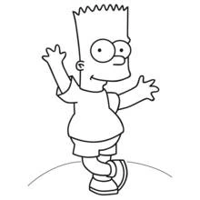 Coloriage Bart Simpson agitant les bras