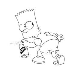 Coloriage Bart Simpson en train de tagger à la bombe