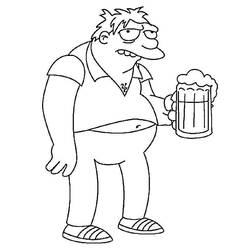 Coloriage Barney Gumble tenant une chope de bière