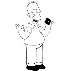 Coloriage Homer Simpson tenant un donut
