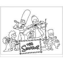 Coloriage Homer Simpson et sa famille en pleine nature
