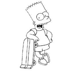 Coloriage Bart Simpson avec son skateboard