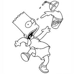 Coloriage Bart Simpson renversant son Squishee