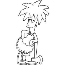 Coloriage Sideshow Bob appuyé sur une hache