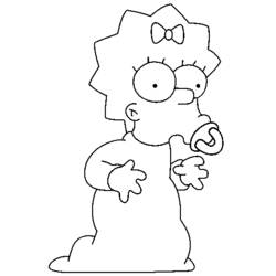 Coloriage Maggie Simpson avec sa tétine