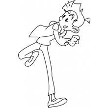 Coloriage Spirou courant le poing levé