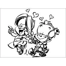 Coloriage Le Petit Spirou et Suzette se promenant