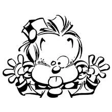 Coloriage Le Petit Spirou souriant les mains levées