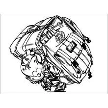 Coloriage Le Petit Spirou écrasé par un énorme cartable