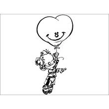 Coloriage Le Petit Spirou tenant un ballon en forme de cœur