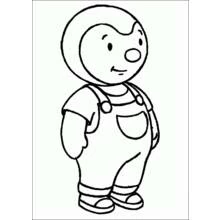 Coloriage T'choupi debout en salopette