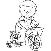 Coloriage T'choupi à vélo