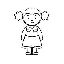 Coloriage Petite fille aux deux couettes debout