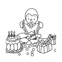 Coloriage T'choupi fête son anniversaire