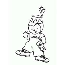 Coloriage T'choupi se promène avec Doudou