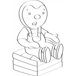 Coloriage T'choupi assis sur une caisse