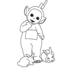 Coloriage Laa-Laa Télétubbies avec deux lapins