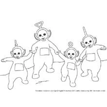 Coloriage Télétubbies qui se tiennent par la main